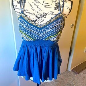 Free People embroidered Cami style top with elastic back very soft cotton